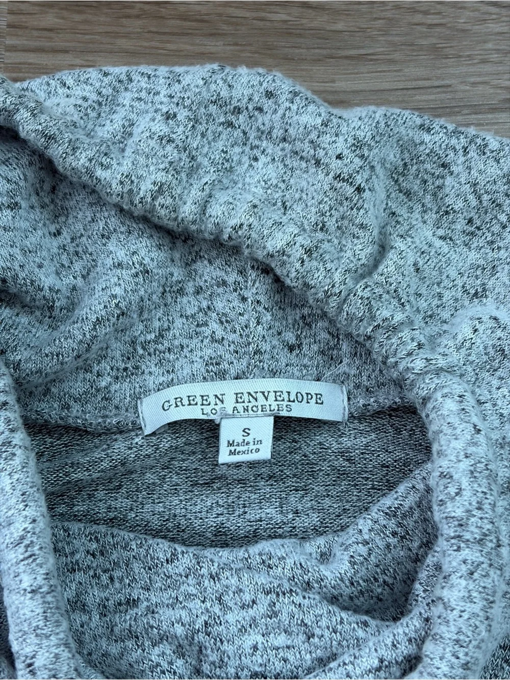 Green Envelope Gray Marled Cowl Neck Lightweight Sweatshirt Size S